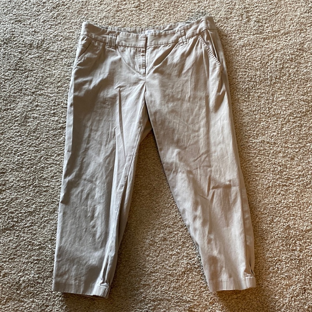 Loft Cropped Pants Elastic-Gathered at the Cuffs- Stone Color size 8